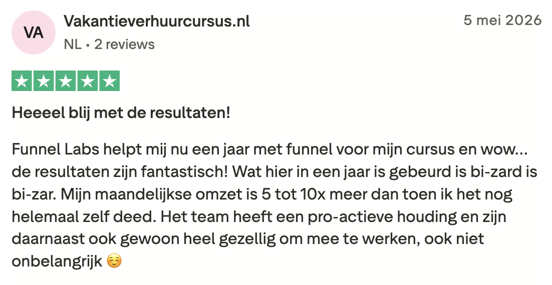 Trustpilot review Vakantieverhuurcursus.nl
