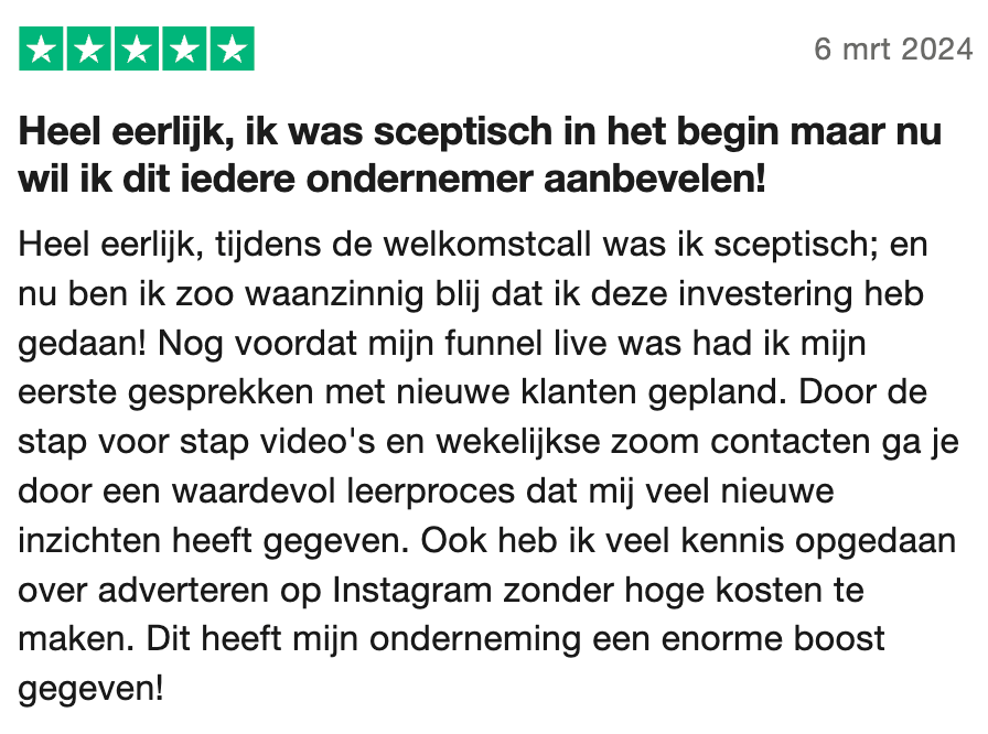 Trustpilot review - sceptisch in het begin